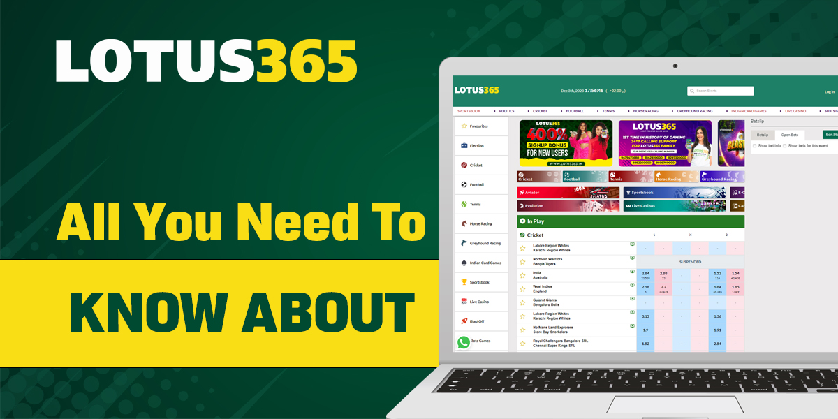 General information about bookmaker Lotus365 India

