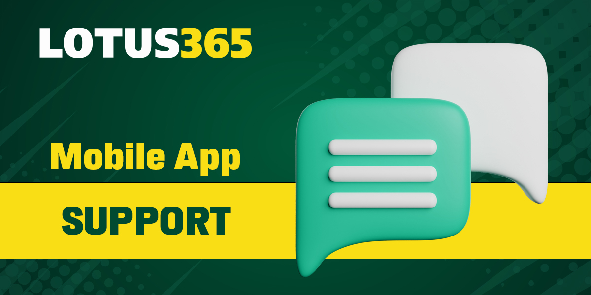 Lotus 365 bookmaker support service in the mobile application