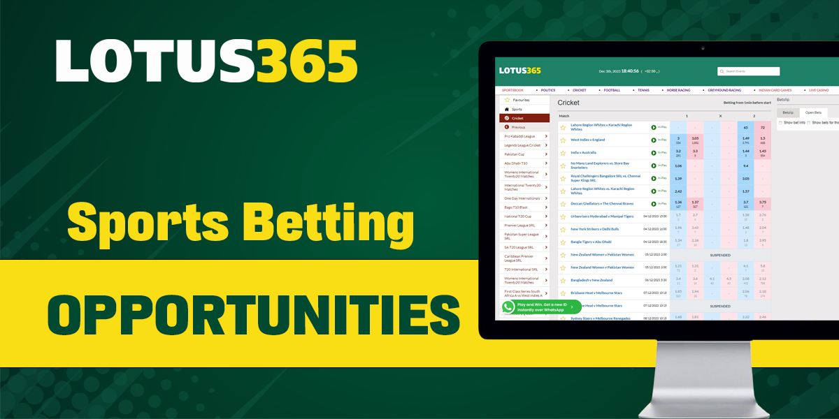 Opportunities at Lotus365 for sports betting fans from India
