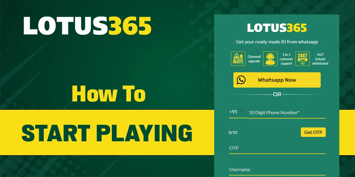 Registration process on the site of bookmaker Lotus365