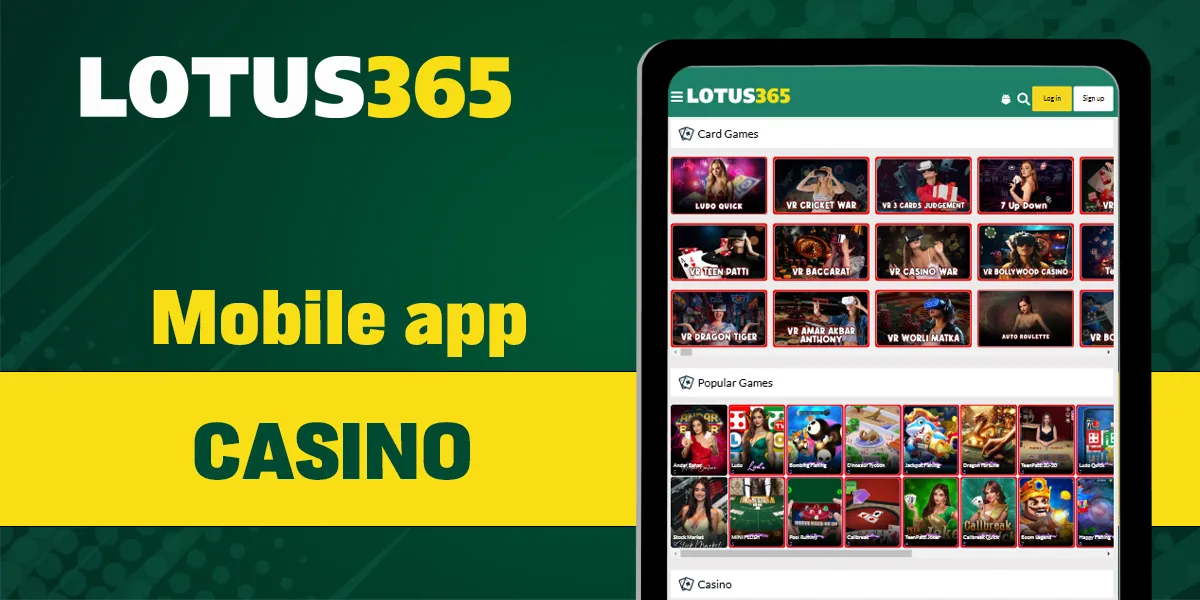 Online casino games in Lotus 365 mobile app