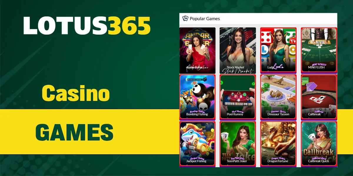 Online casino games on the site Lotus365 india