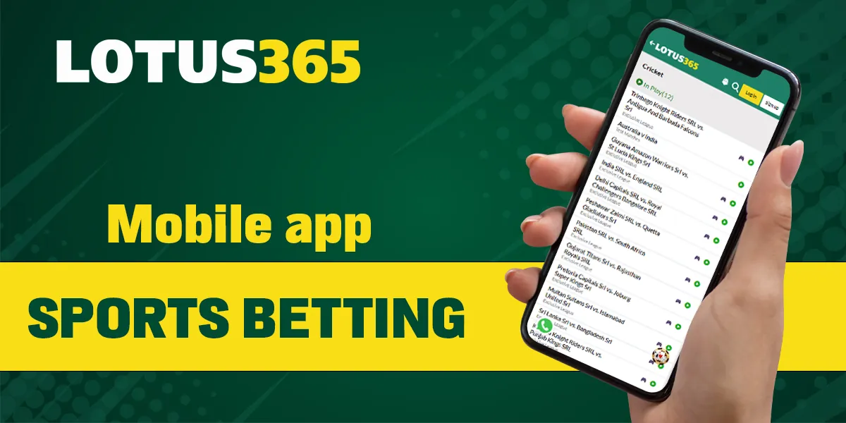 Betting on sports in Lotus 365 mobile application